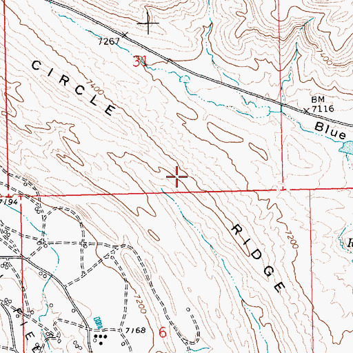 Topographic Map of Circle Ridge, WY