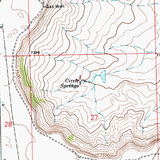 Topographic Map of Circle Springs, WY