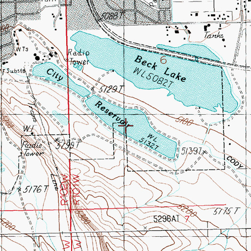 Topographic Map of City Reservoir, WY