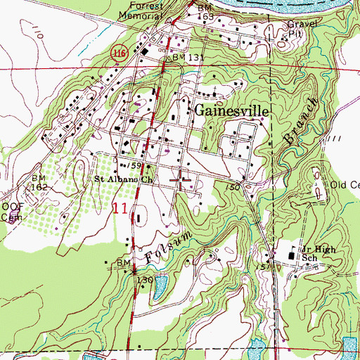 Topographic Map of Gainesville Historic District, AL