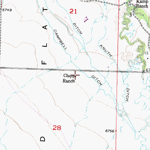 Topographic Map of Clapp Ranch, WY
