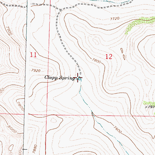 Topographic Map of Clapp Spring, WY