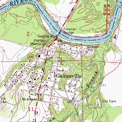 Topographic Map of Main-Yankee Street Historic District, AL