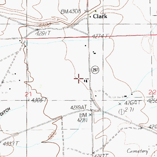 Topographic Map of Clark School, WY