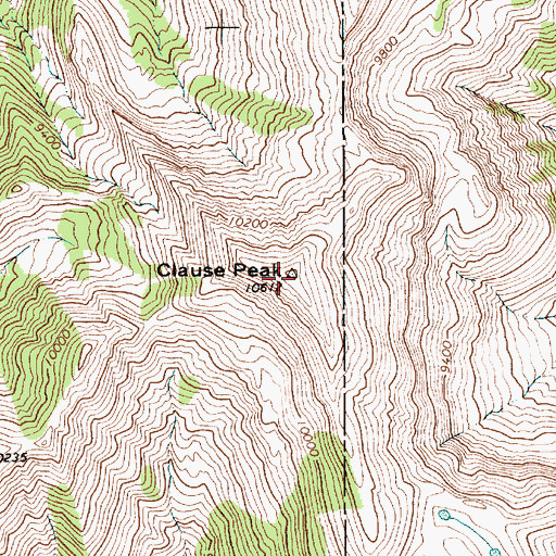 Topographic Map of Clause Peak, WY