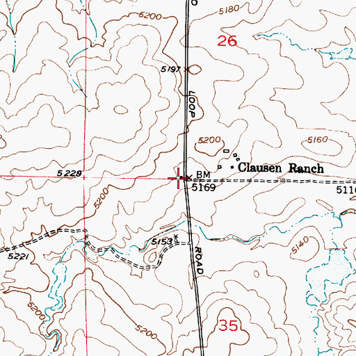 Topographic Map of Clausen School, WY