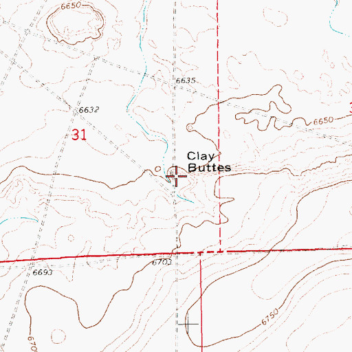 Topographic Map of Clay Buttes, WY