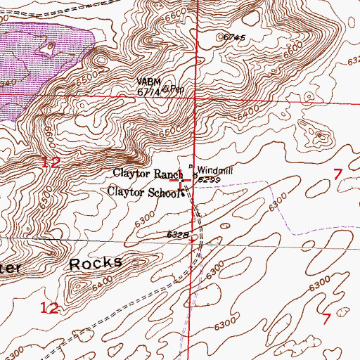 Topographic Map of Claytor Ranch, WY