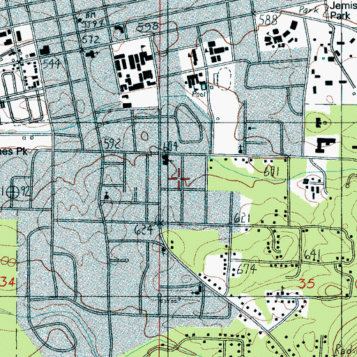 Topographic Map of Silk Stocking Historic District, AL