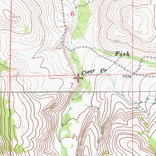 Topographic Map of Clear Creek, WY