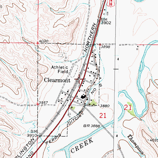 Topographic Map of Clearmont, WY