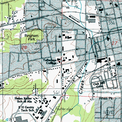 Topographic Map of Talladega College Historic District, AL