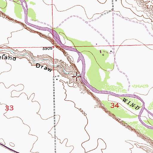 Topographic Map of Cleveland Draw, WY