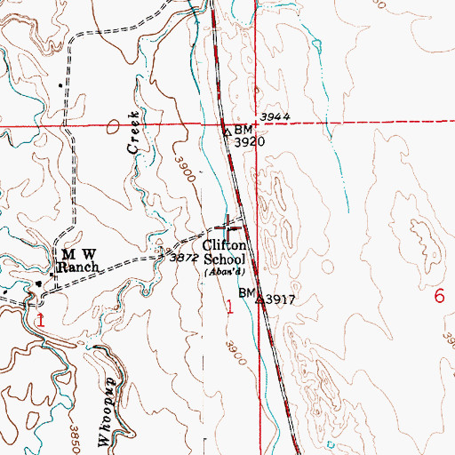Topographic Map of Clifton School, WY