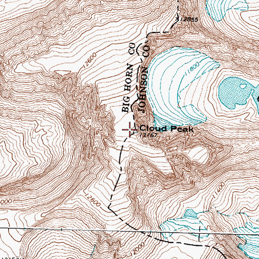 Topographic Map of Cloud Peak, WY