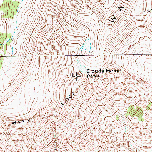 Topographic Map of Clouds Home Peak, WY