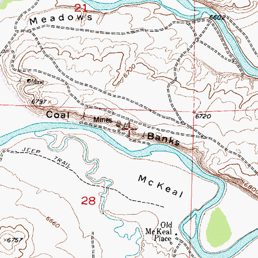 Topographic Map of Coal Banks, WY