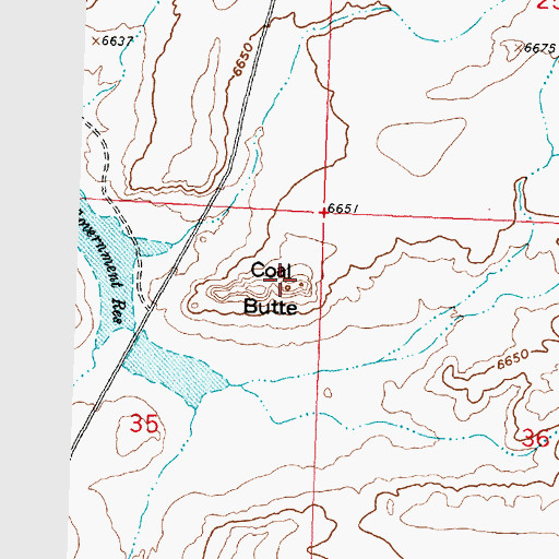 Topographic Map of Coal Butte, WY