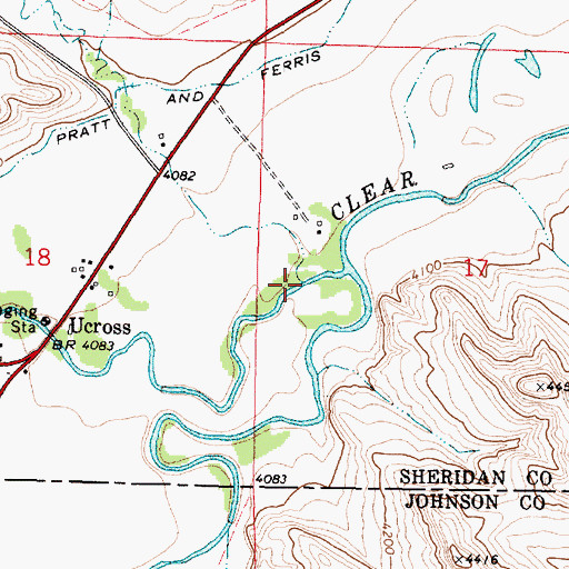 Topographic Map of Coal Creek, WY