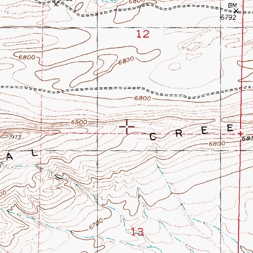 Topographic Map of Coal Creek Rim, WY