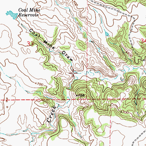 Topographic Map of Coal Mine Draw, WY