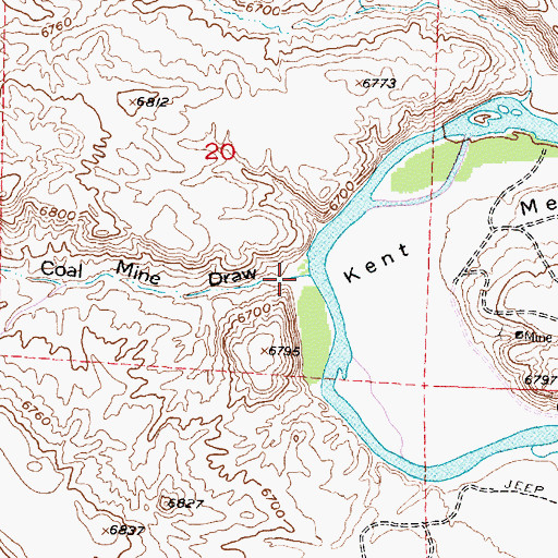 Topographic Map of Coal Mine Draw, WY