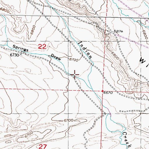 Topographic Map of Coal Springs Draw, WY