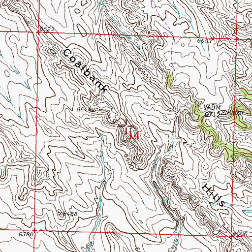 Topographic Map of Coalbank Hills, WY