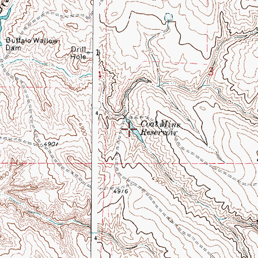 Topographic Map of Coat Mine Reservoir, WY