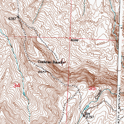 Topographic Map of Cochran Ranch, WY