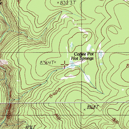 Topographic Map of Coffee Pot Hot Springs, WY