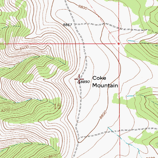 Topographic Map of Coke Mountain, WY