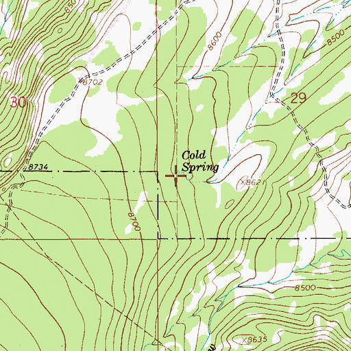 Topographic Map of Cold Spring, WY