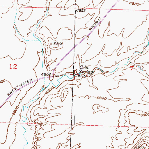 Topographic Map of Cold Spring, WY