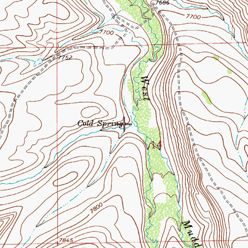 Topographic Map of Cold Springs, WY