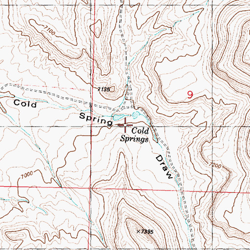 Topographic Map of Cold Springs, WY