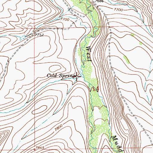 Topographic Map of Cold Springs Creek, WY