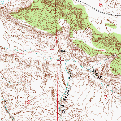 Topographic Map of Cold Sulphur Creek, WY
