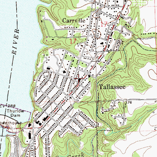 Topographic Map of East Tallassee Church of Christ, AL
