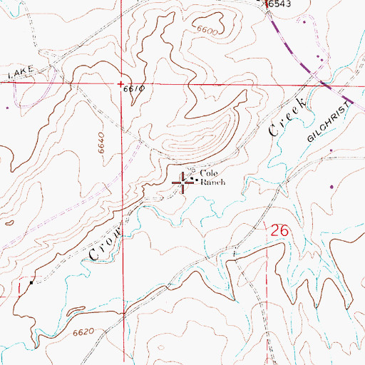 Topographic Map of Cole Ranch, WY