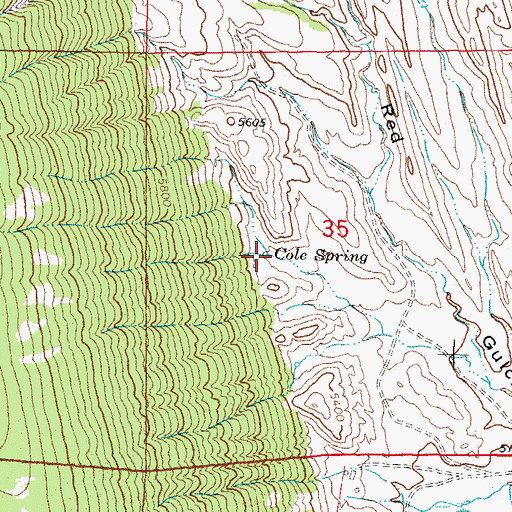 Topographic Map of Cole Spring, WY