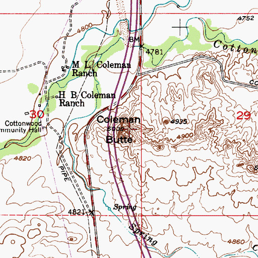 Topographic Map of Coleman Butte, WY