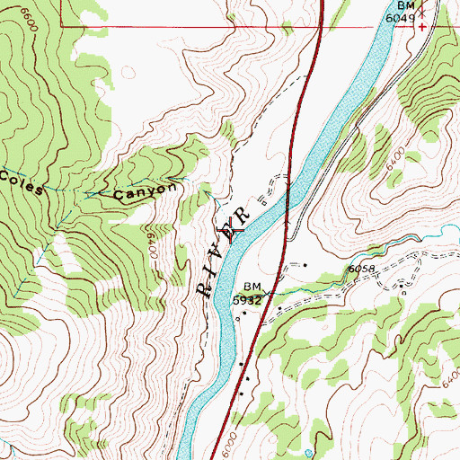 Topographic Map of Coles Canyon, WY