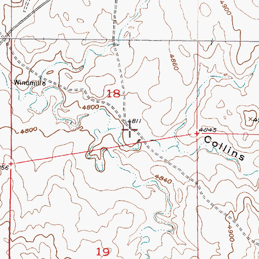 Topographic Map of Collins Draw, WY