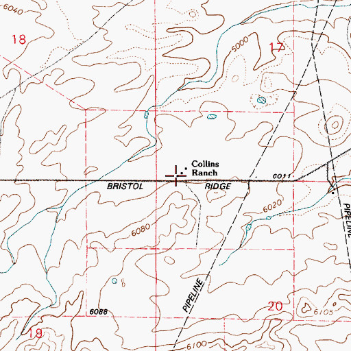 Topographic Map of Collins Ranch, WY