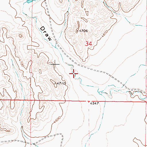 Topographic Map of Colorado Flats Draw, WY