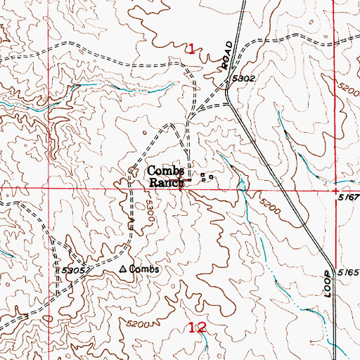 Topographic Map of Combs Ranch, WY