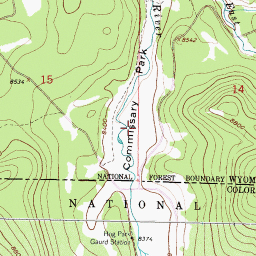 Topographic Map of Commissary Park, WY