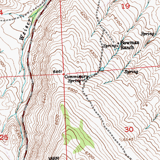 Topographic Map of Commissary Spring, WY