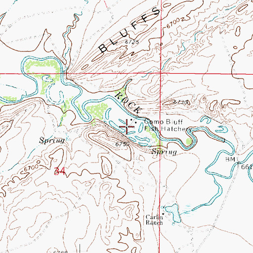 Topographic Map of Como Bluff Fish Hatchery, WY